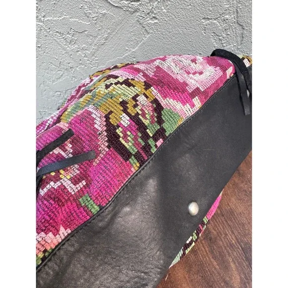 Intrinsic Flair Embroidered Floral Boho Indie Fringe Leather Shoulder Bag Purse - Picture 9 of 11